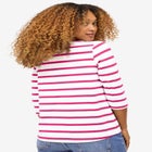 Stretch Knit Scoop Neck 3/4 Sleeve Top image number null