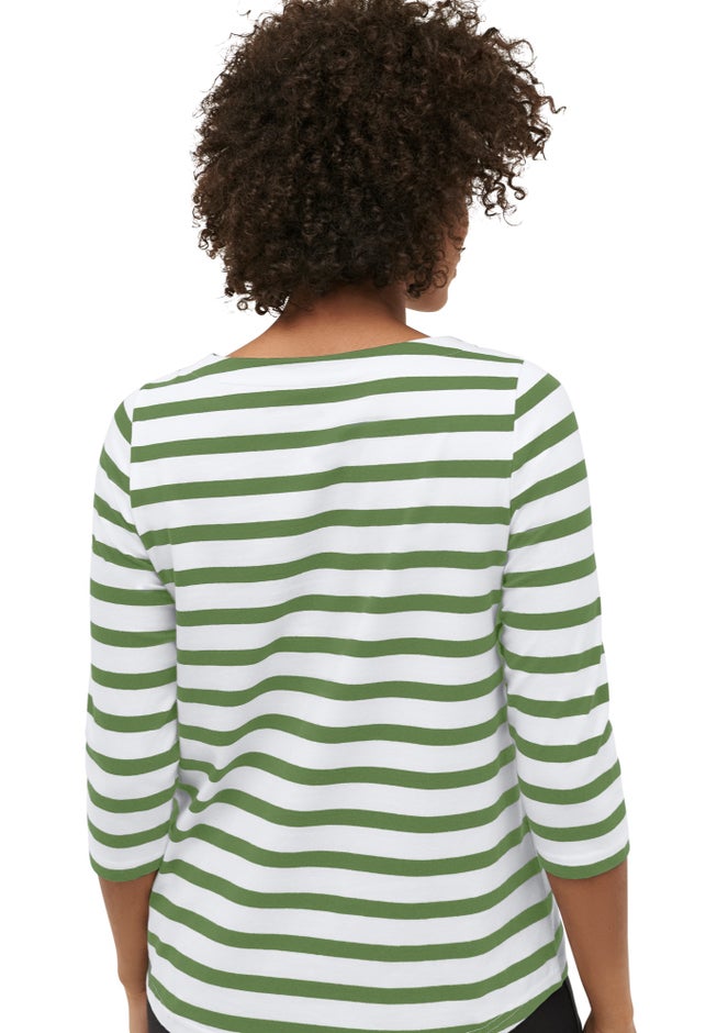 Boatneck Tee With Three-Quarter Sleeves image number 1