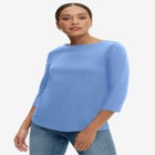 Boatneck Tee With Three-Quarter Sleeves image number null