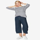 Cotton Spandex Jersey Boatneck Three-Quarter Sleeve Top image number 4