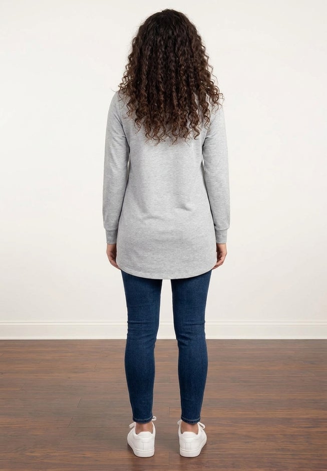 French Terry Sweatshirt Tunic with Shirttail Hem image number 1