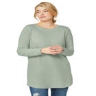 French Terry Sweatshirt Tunic with Shirttail Hem image number null
