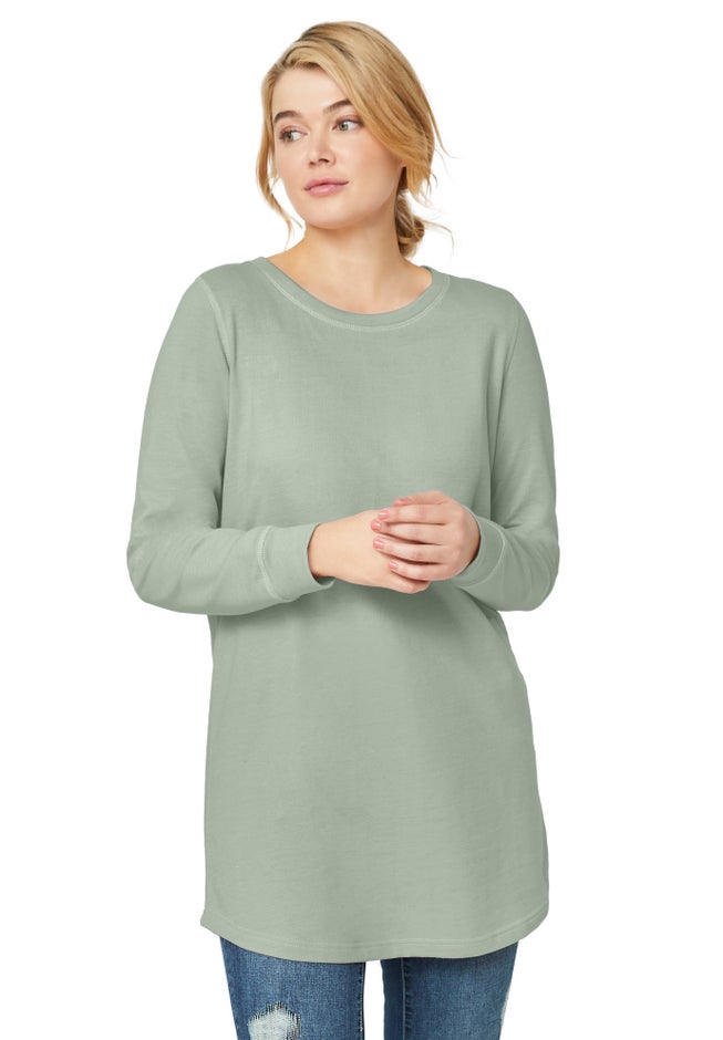 French Terry Sweatshirt Tunic with Shirttail Hem image number 0