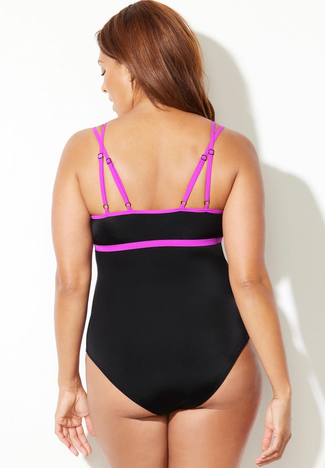 Chlorine Resistant Double Strap One Piece Swimsuit image number 4