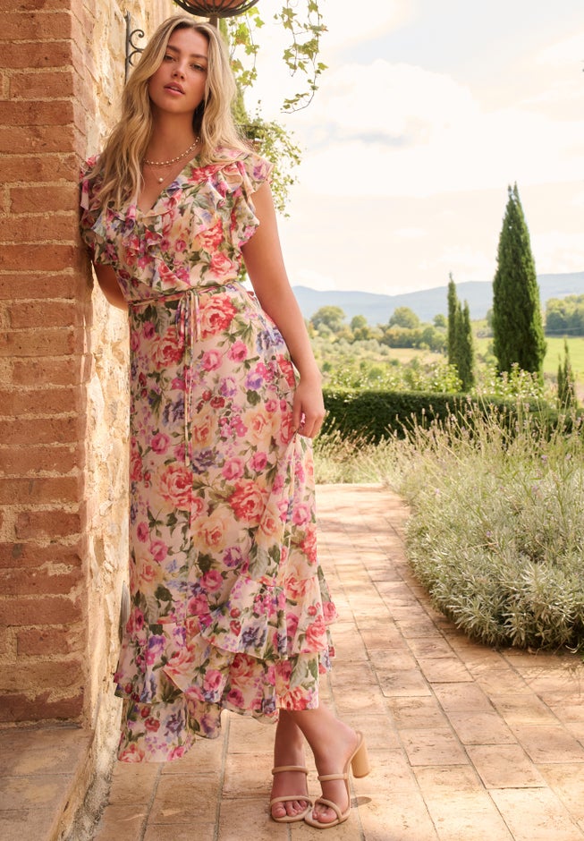 Roaman's Women's Plus Size Chiffon Wrap Maxi Dress Roaman's Women's Plus Size Chiffon Wrap Maxi Dress