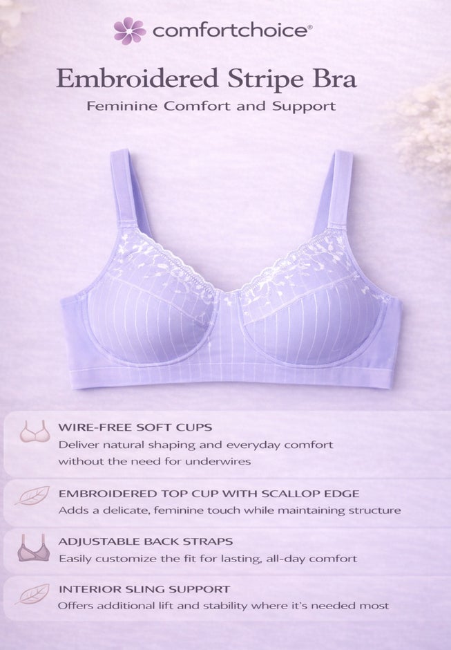 Comfort Choice&reg; Pinstripe Wireless Bra image number 3