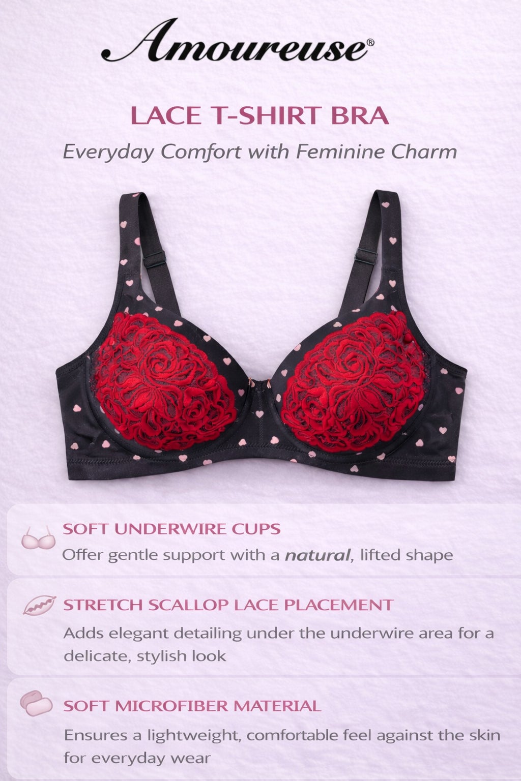 Amoureuse&reg; Lace T-Shirt Bra image number 1