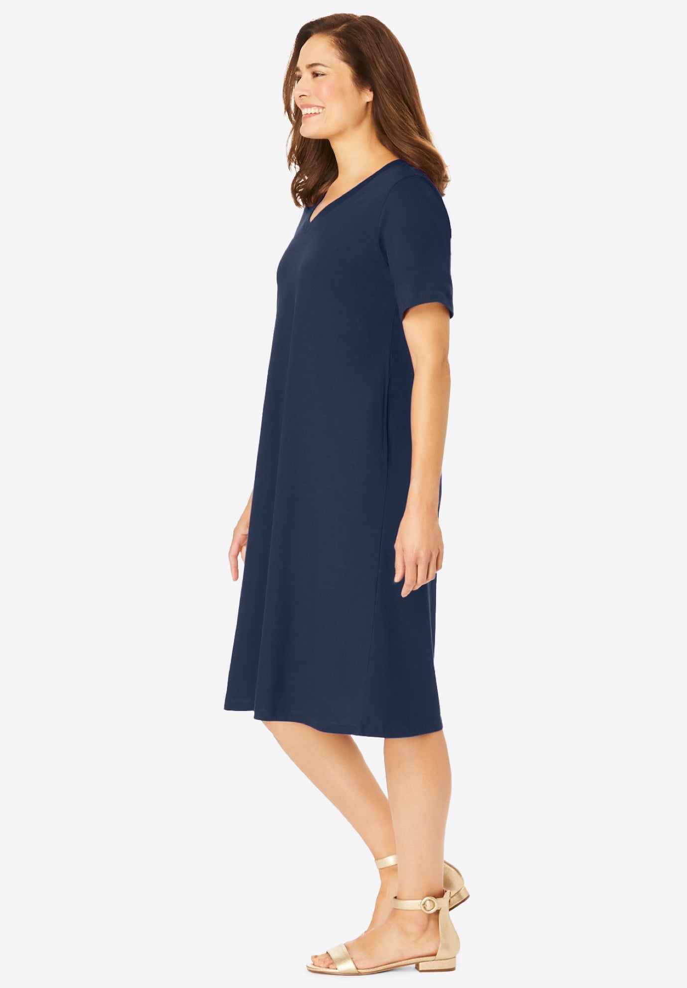 Perfect Short-Sleeve V-Neck Tee Dress image number 2