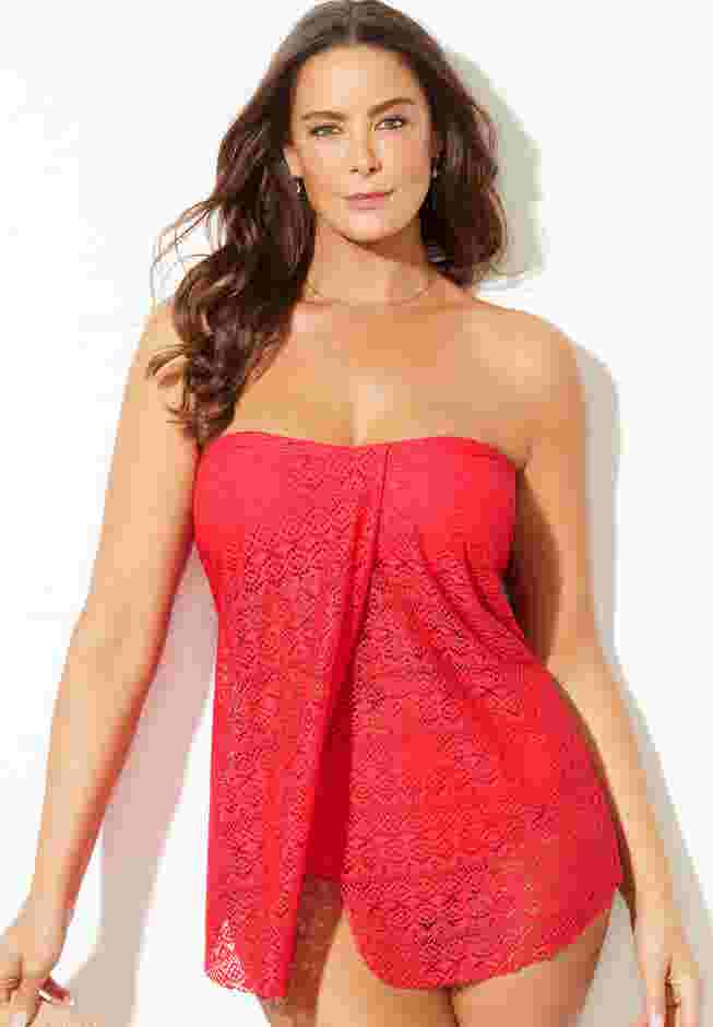 Longer Length Bandeau Flyaway Tankini Top image number 0