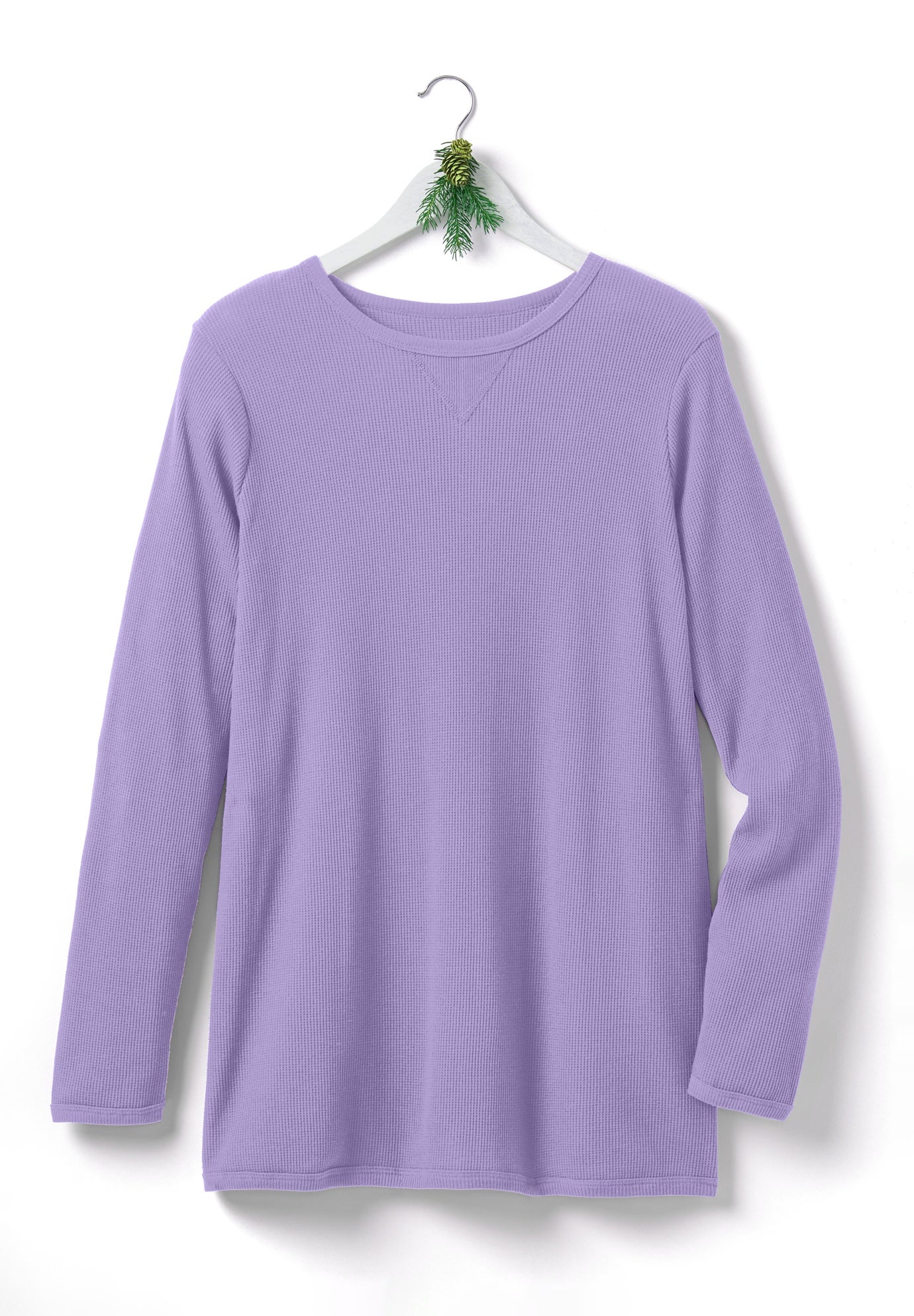 Long-Sleeve Crewneck Soft Waffle Knit Thermal Shirt image number 2