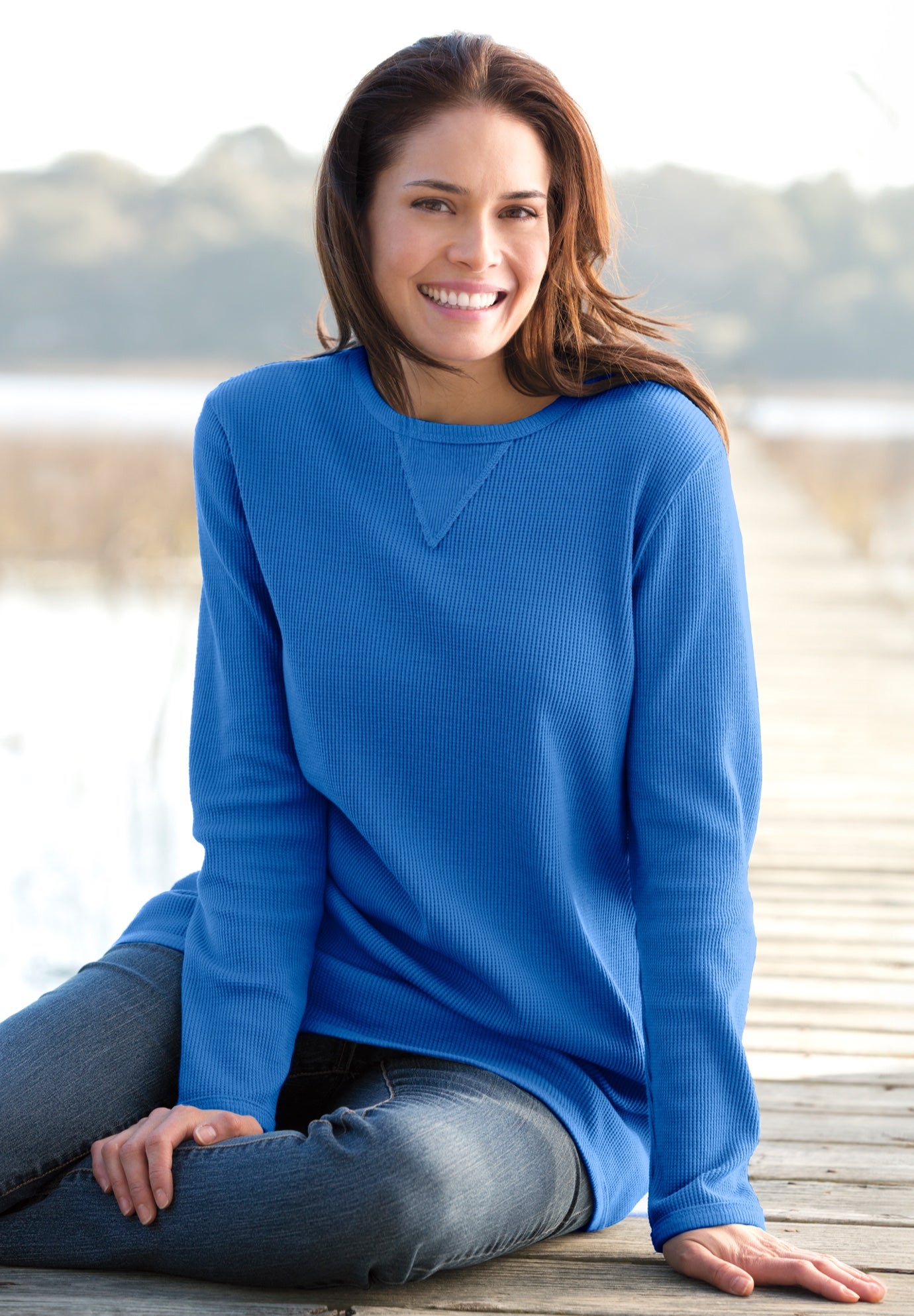 Ultra Soft Waffle Thermal Sweatshirt image number 3