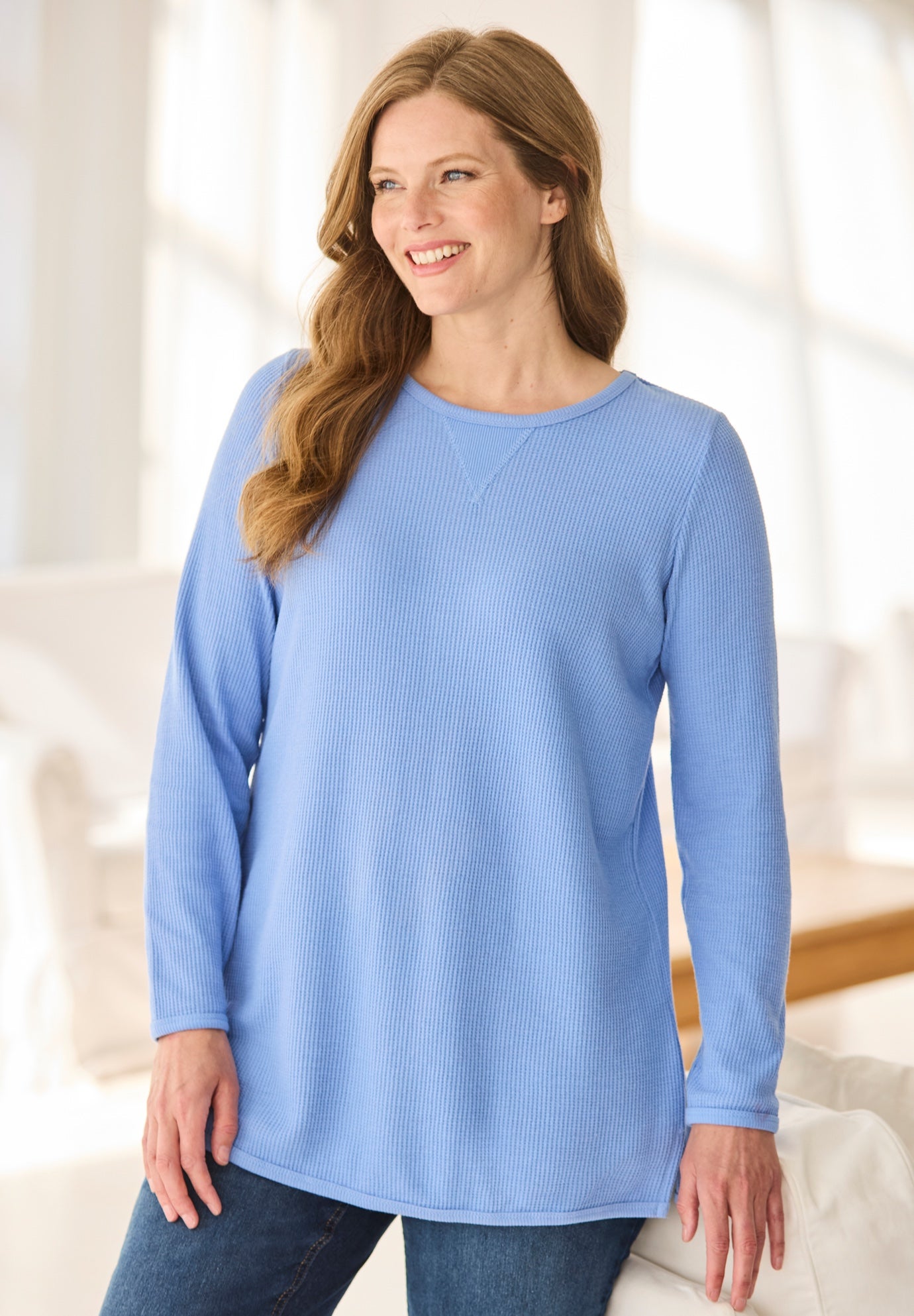 Ultra Soft Waffle Thermal Sweatshirt image number 2