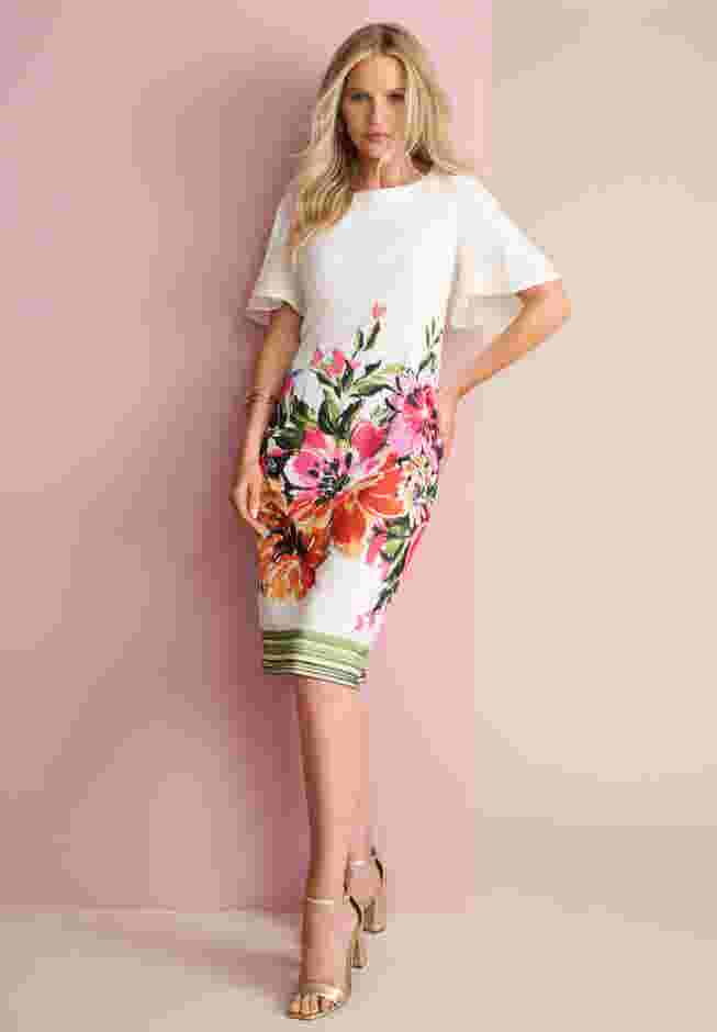 Flutter-Sleeve Printed Dress image number 0