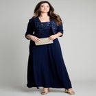 Plus-Size 2 Piece 3/4 Sleeve Embellished Jacket and Gown image number null