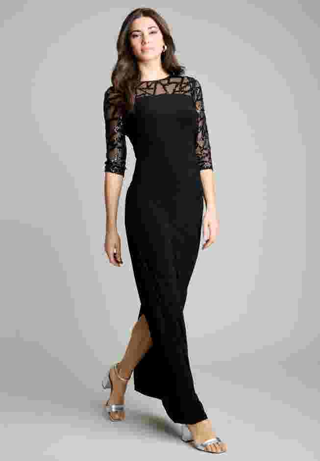 Embellished Mesh Gown image number 1
