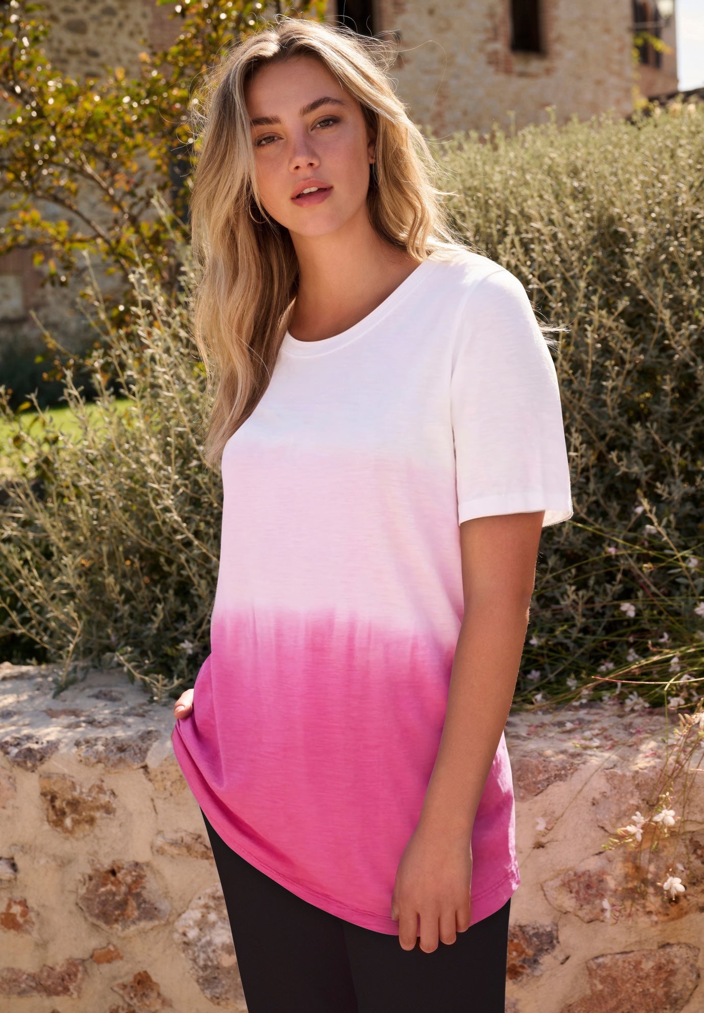 Plus Size Ombre Scoop Neck Tee image number 0