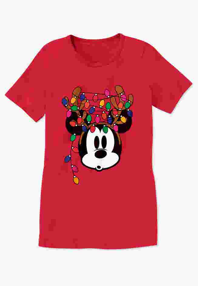 Disney Short Sleeve Crew Tee Red Mickey Lights image number 1