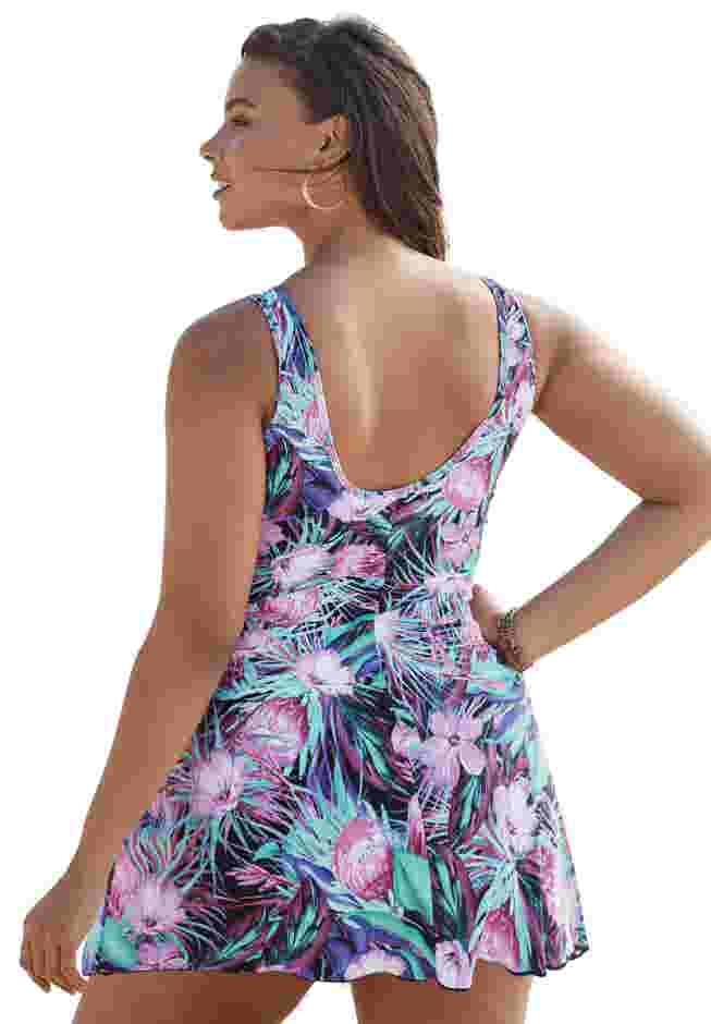 Mesh High Neck Swimdress image number 1