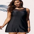 Mesh High Neck Swimdress image number null