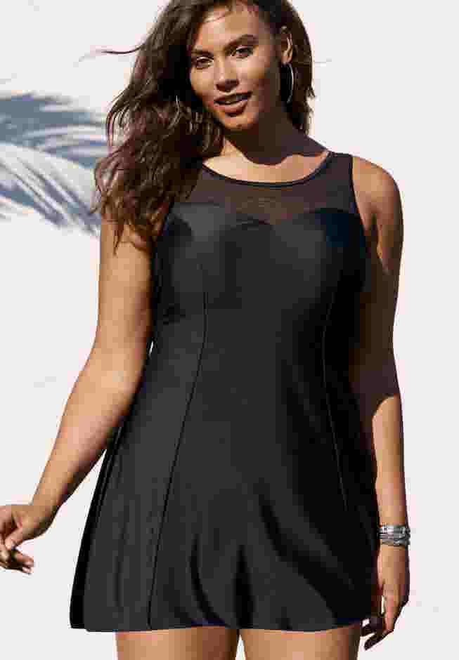 Mesh High Neck Swimdress image number 0