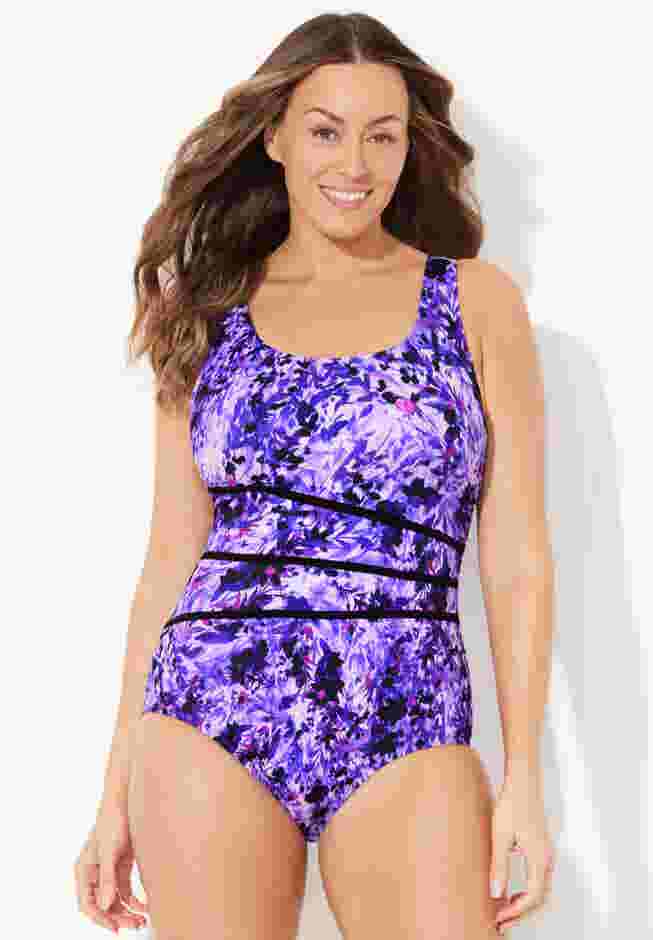 Chlorine Resistant Spliced Tank One Piece Swimsuit image number 2