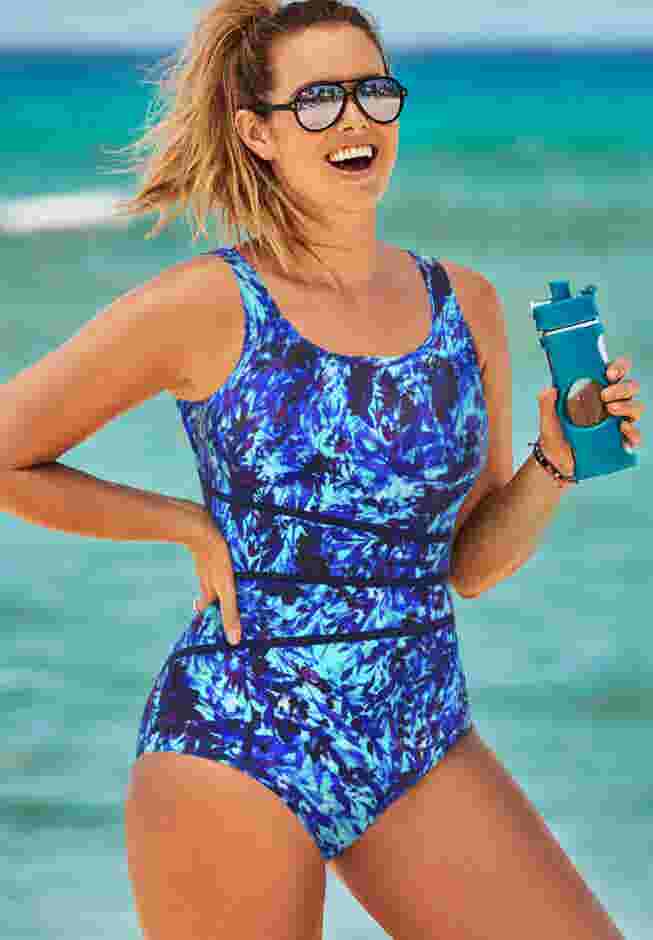 Chlorine Resistant Spliced Tank One Piece Swimsuit image number 0