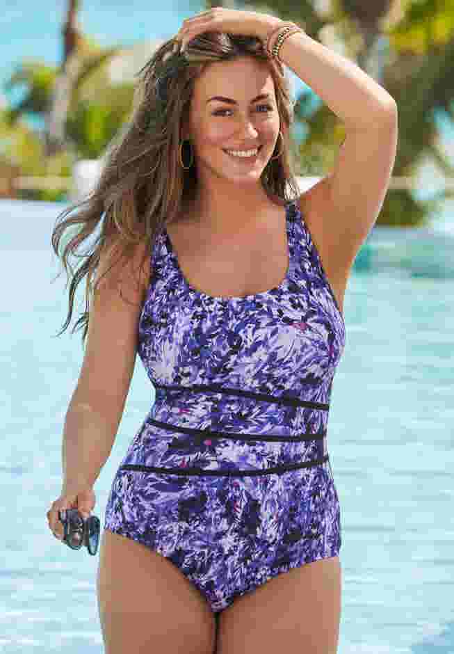 Chlorine Resistant Spliced Tank One Piece Swimsuit image number 0