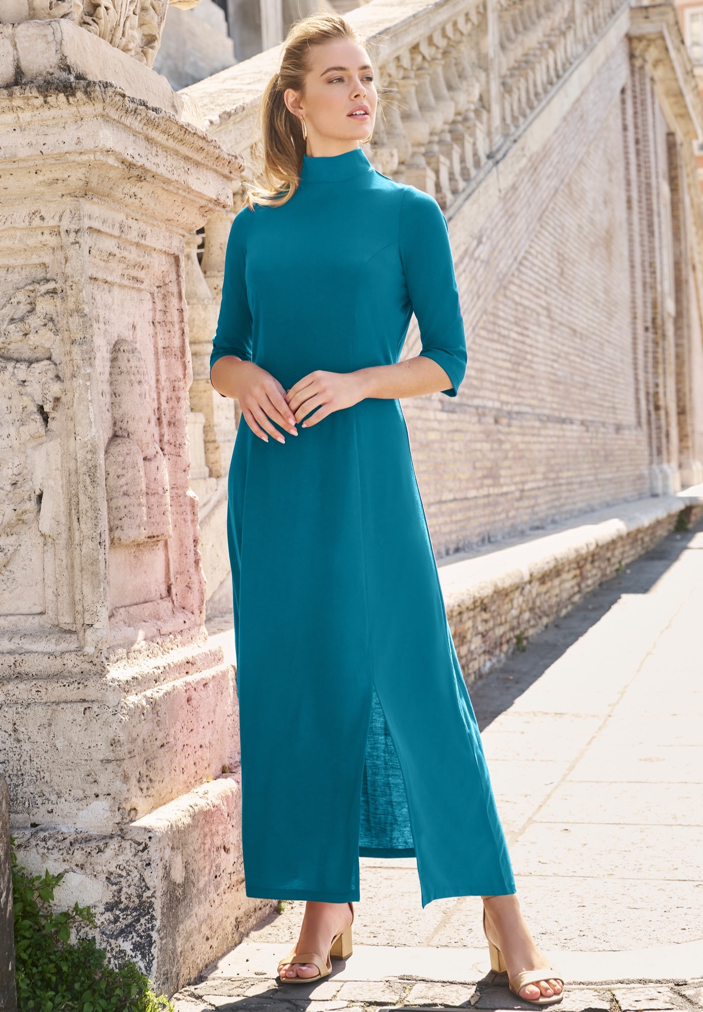 Mockneck Slit Maxi Dress image number 0