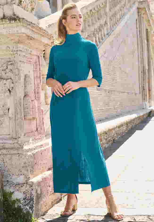 Mockneck Slit Maxi Dress image number 0