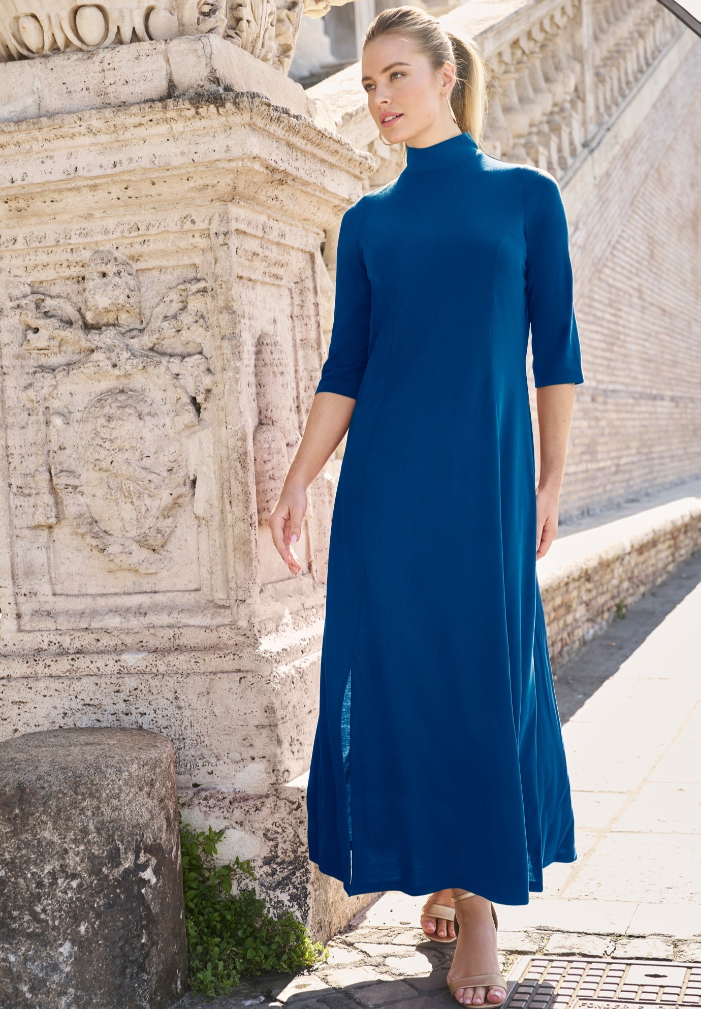 Mockneck Slit Maxi Dress image number 0