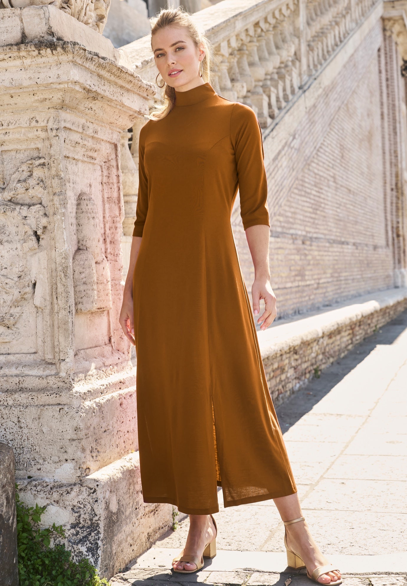 Mockneck Slit Maxi Dress image number 0