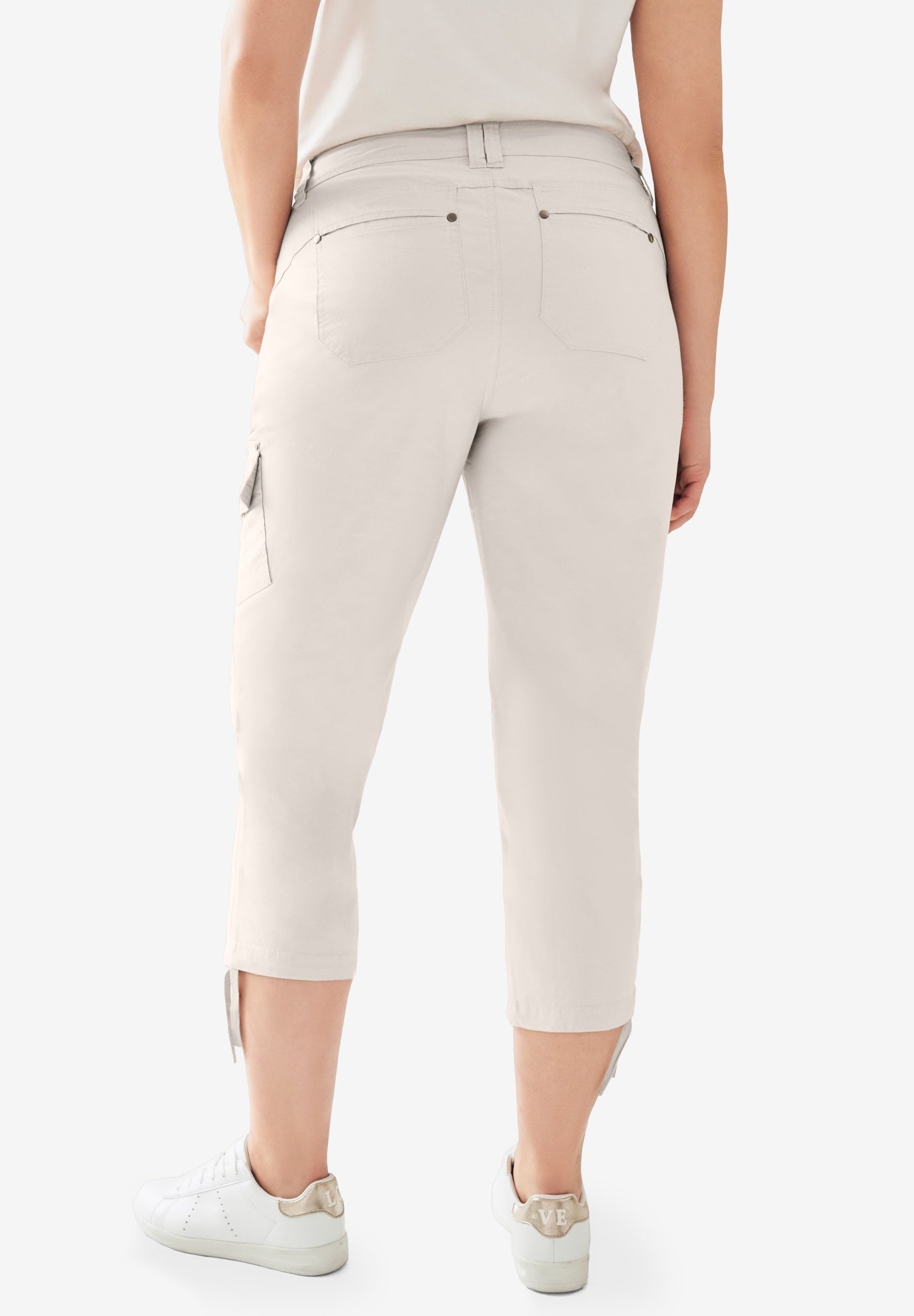 Stretch Mid-rise Cargo Capris image number 1