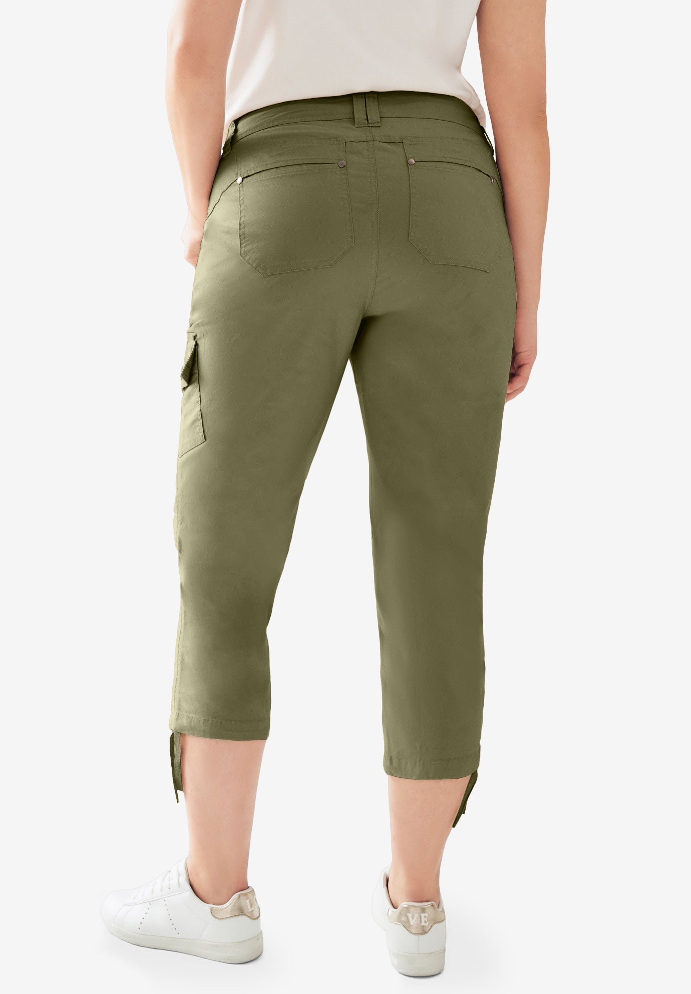 Stretch Mid-rise Cargo Capris image number 1