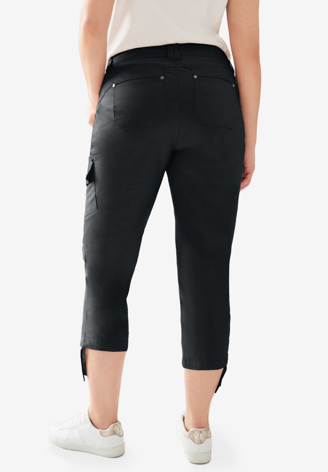 Stretch Mid-rise Cargo Capris image number 1