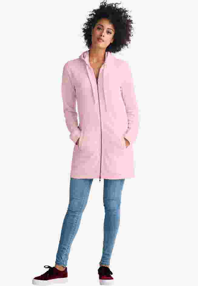 French Terry Long Zip Front Hoodie image number 0