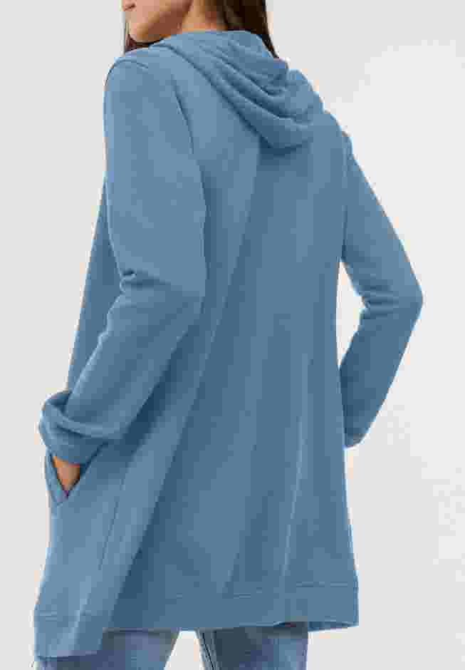 French Terry Long Zip Front Hoodie image number 1