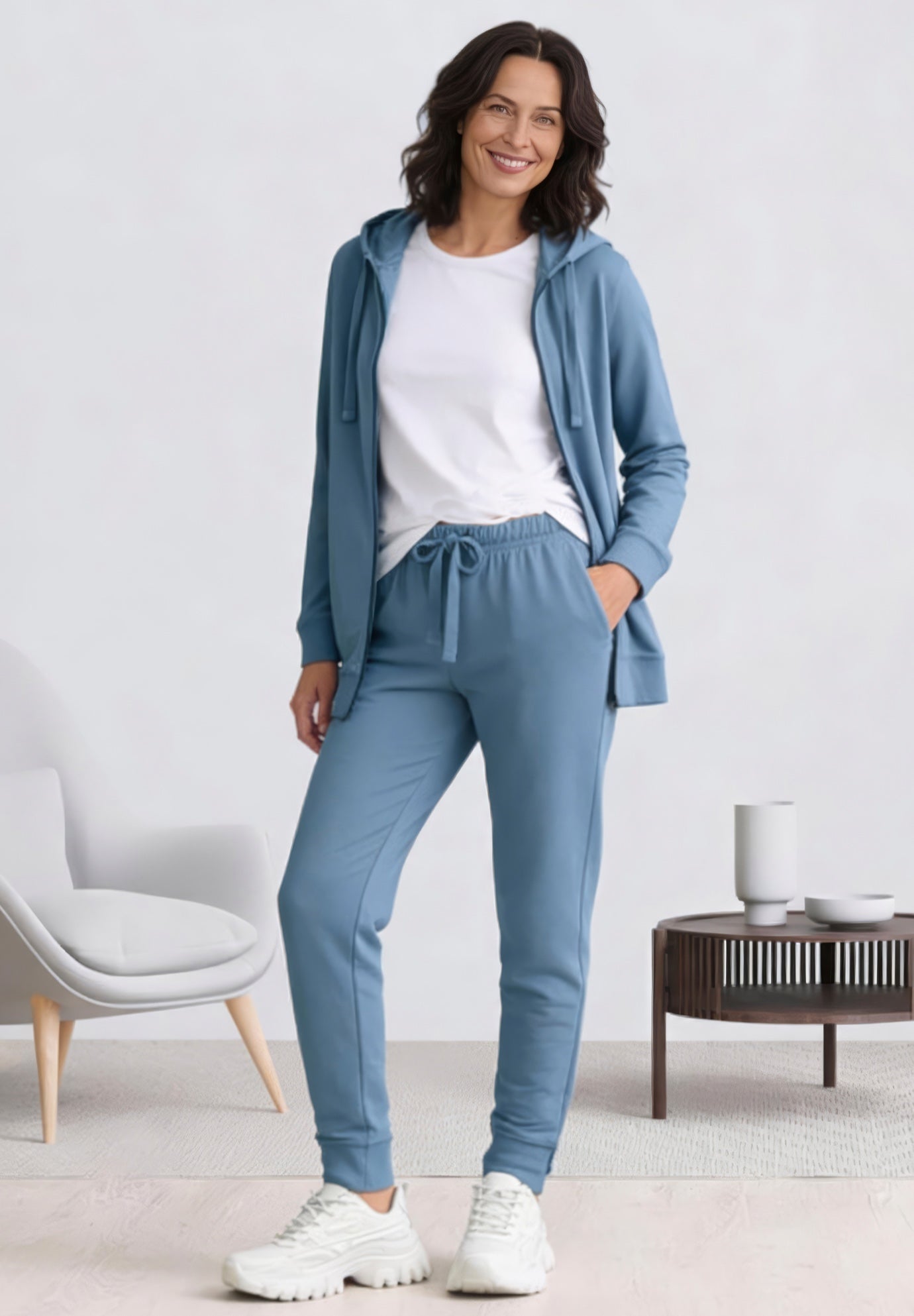 Ellos Studio French Terry Long Sleeve Zip-Front Tunic Hoodie image number 0