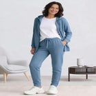 Ellos Studio French Terry Long Sleeve Zip-Front Tunic Hoodie image number null