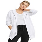 French Terry Long Sleeve Zip-Front Tunic Hoodie image number null