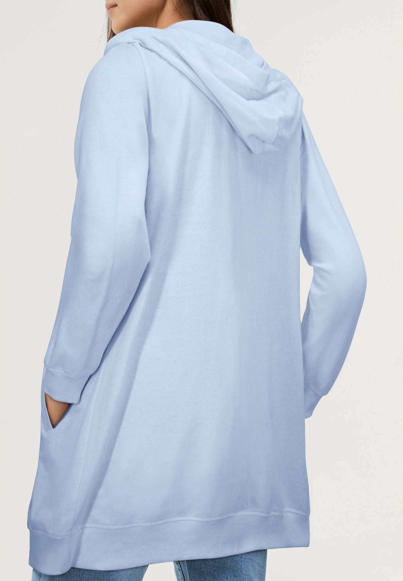 French Terry Long Zip Front Hoodie image number 1