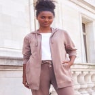 Ellos Studio French Terry Long Sleeve Zip-Front Tunic Hoodie image number null