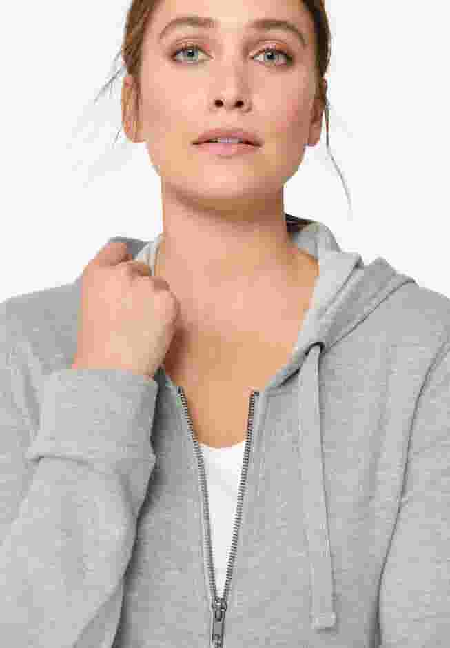 French Terry Long Zip Front Hoodie image number 1