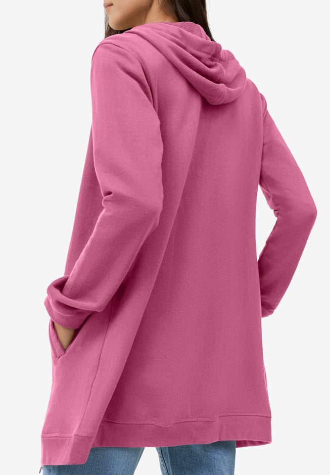 French Terry Long Zip Front Hoodie image number 1