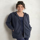 French Terry Long Sleeve Zip-Front Tunic Hoodie image number null
