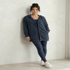 French Terry Long Sleeve Zip-Front Tunic Hoodie image number null