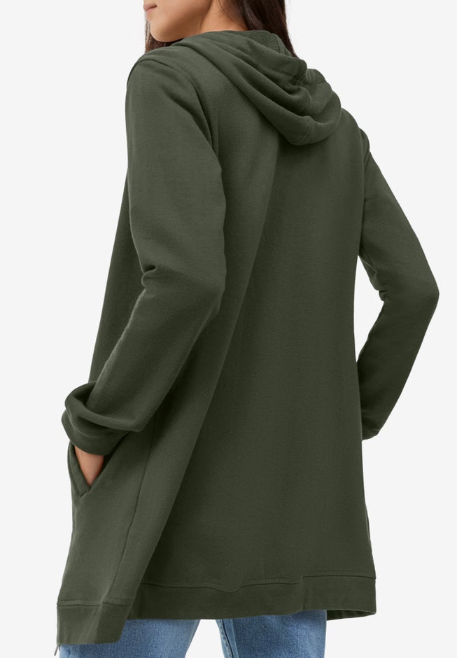 French Terry Long Zip Front Hoodie image number 1