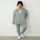 French Terry Long Sleeve Zip-Front Tunic Hoodie image number null