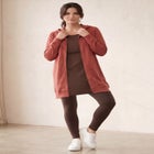 French Terry Long Sleeve Zip-Front Tunic Hoodie image number null