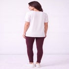 Cotton Spandex Elastic Waist Full Length Leggings image number 1