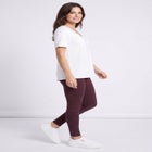 Cotton Spandex Elastic Waist Full Length Leggings image number 2